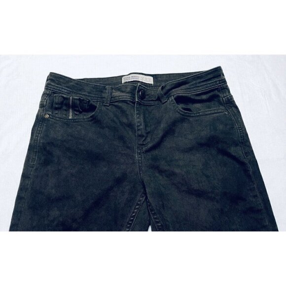Zara Womens Size 6 Brown Acid Wash Step Hem Skinny Jeans Ankle Zipper - Picture 2 of 5